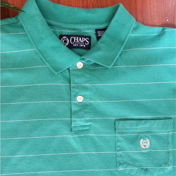 Chaps Green/White Stripe Polo - Picture 6 of 6